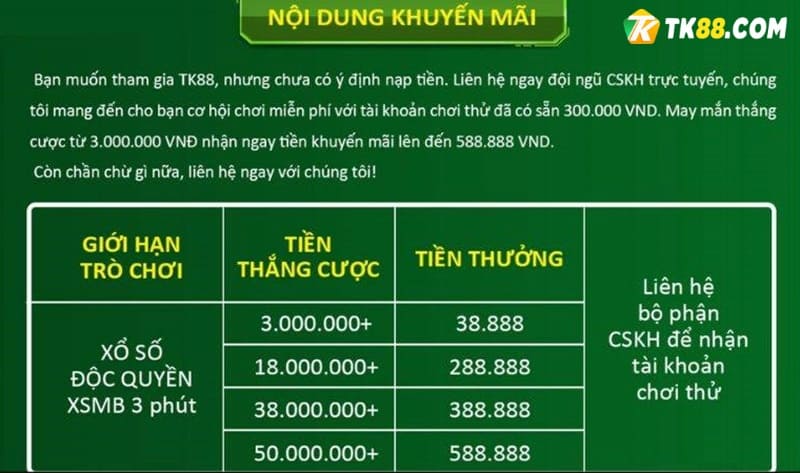 Nhận ngay 300.000VNĐ chơi game TK88 miễn phí