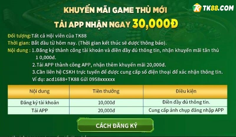 Tặng ngay 30.000 VNĐ cho thành viên mới